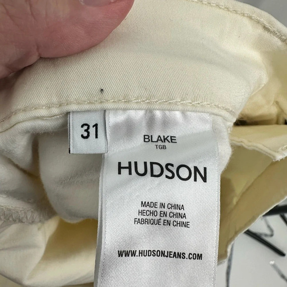 Hudson Jeans Blake Slim Straight Twill Pant in Light Cream NWT - Picture 8 of 9